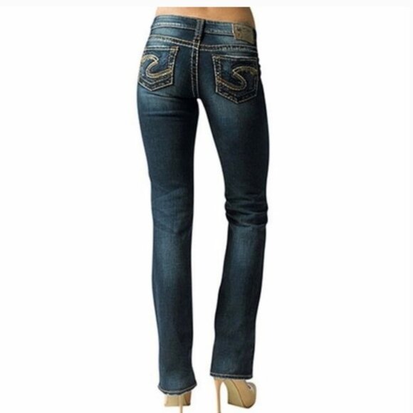 SILVER JEANS Lola Bootcut Jeans Stretch Mid-Rise Selvedge Blue Women's 28 X 32" - Picture 1 of 16